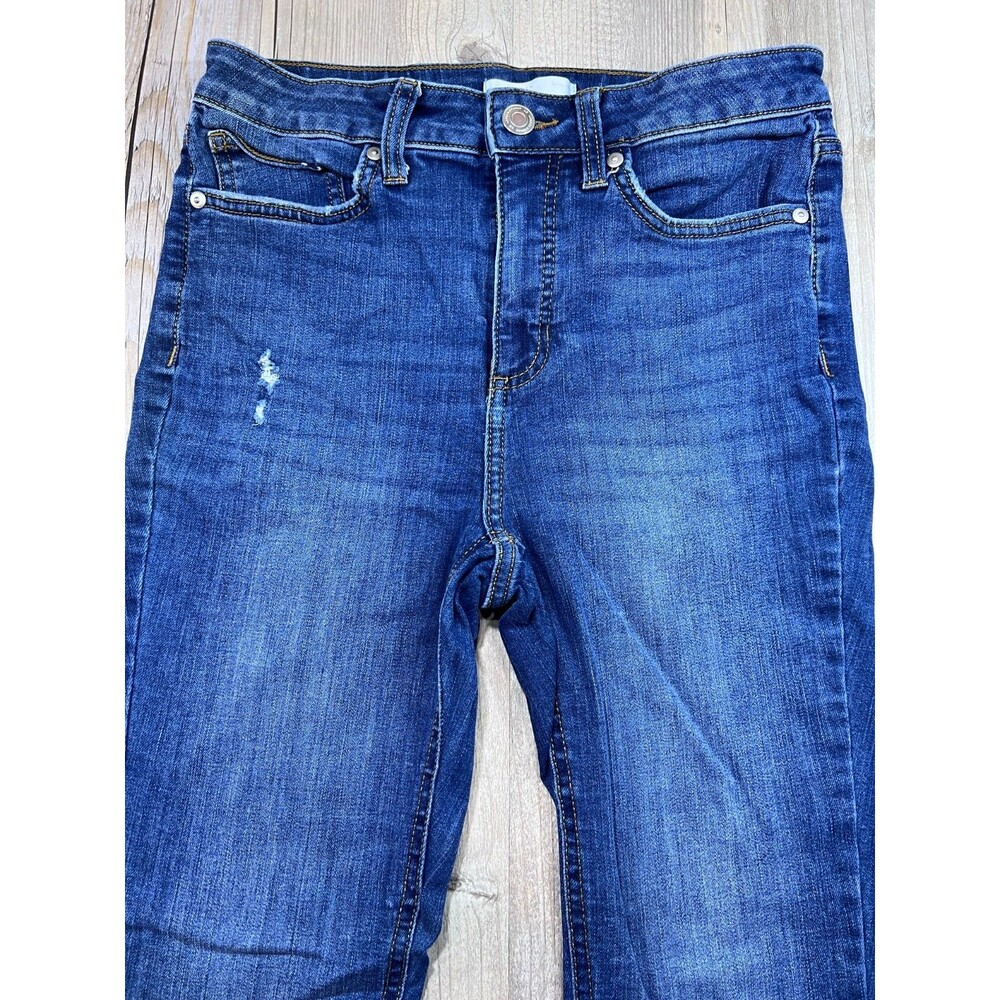 LC Lauren Conrad Jeans Womens 6 Blue High Rise Skinny Ankle Raw Hem Stretch 25"
